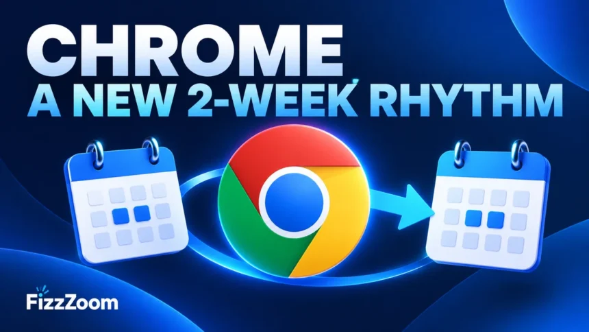 Illustrated FizzZoom cover: Chrome now has a two-week release cycle: what users and small teams should change