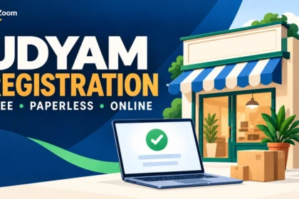 Illustrated FizzZoom cover: Udyam registration is free: current MSME limits and the checks to make before applying