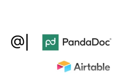 Screenshot of the connected-apps animation in Google's Gemini announcement, showing PandaDoc and Airtable