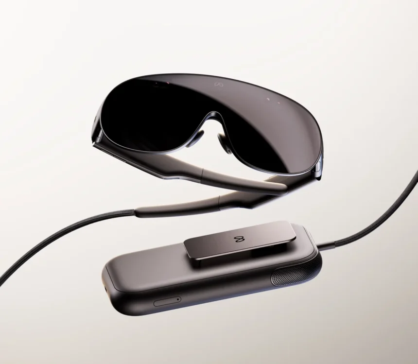 Meta VR Glasses and connected computing puck in the official Meta newsroom product image